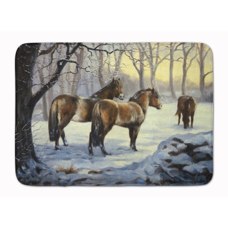 Micasa Horses in Snow by Daphne Baxter Machine Washable Memory Foam Mat MI750452